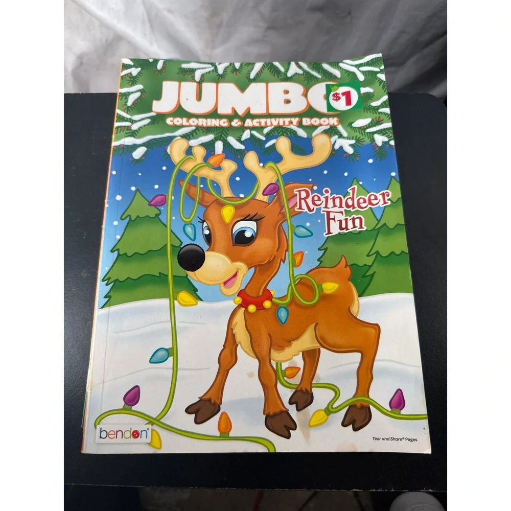 Lot of 4 Bendon Christmas Jumbo Coloring Activity Books Rudolph Santa Jolly Pals